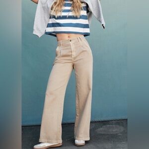 American Eagle Women's Tan Wide-Leg Jeans